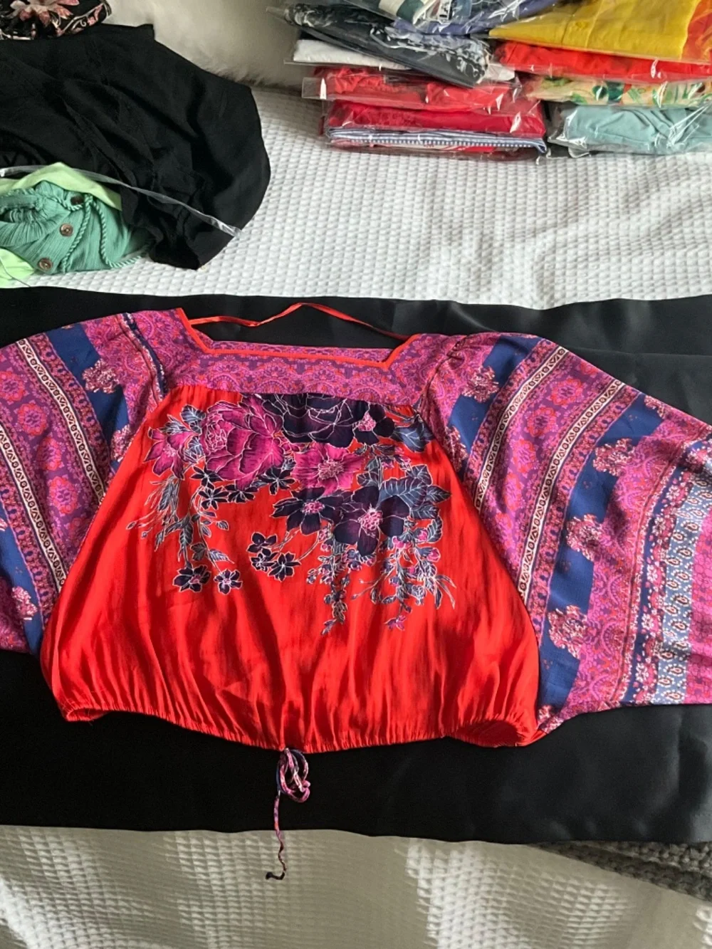 FREE PEOPLE Silk Mix Boho Top